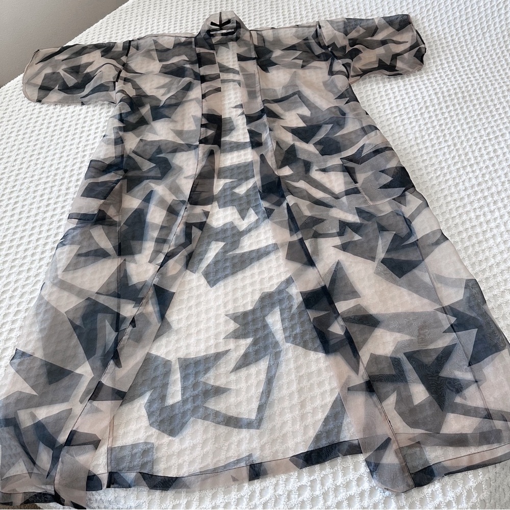 Unisex sheer oversized abstract print kimono